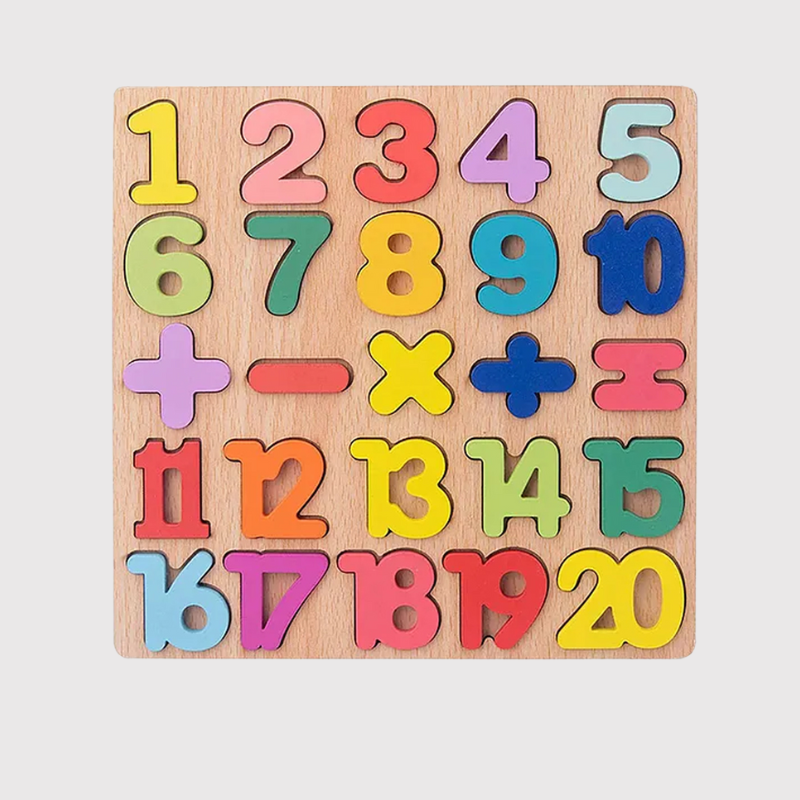 Wooden Number & Math Symbols Puzzle | 1-20 Learning Toy