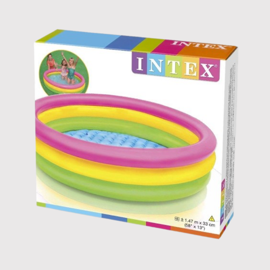Intex Pool – Large 3-Ring Inflatable Kids Pool with Cushioned Floor | (5 Feet x 13")