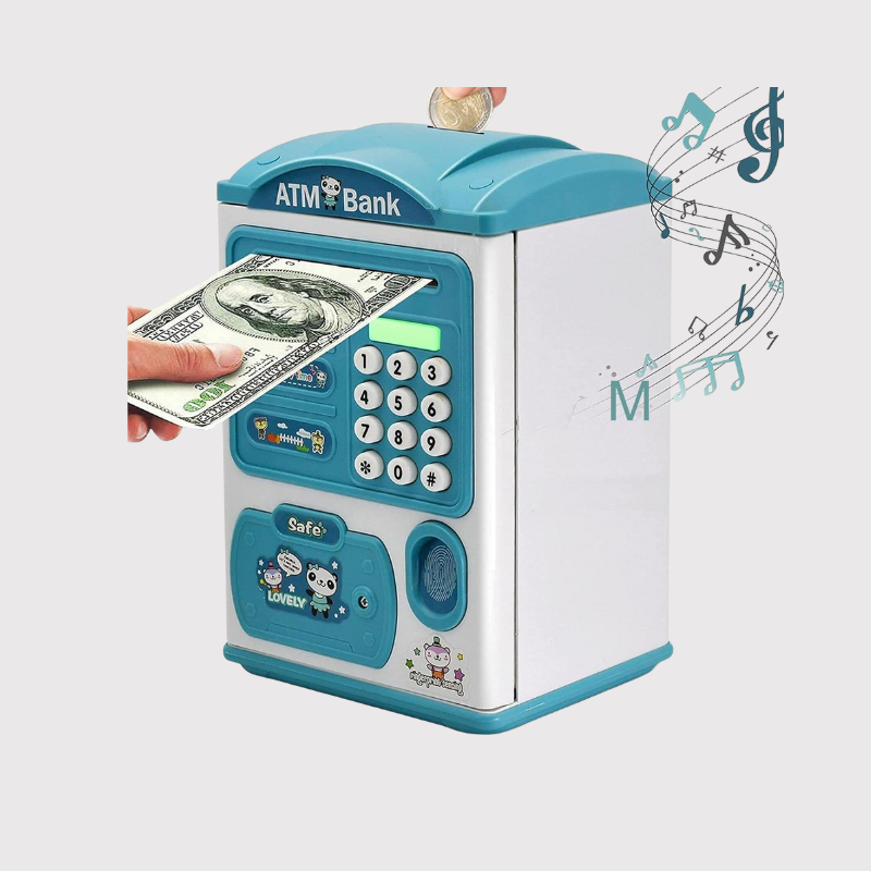Kids ATM Bank Toy - Electronic Piggy Bank with Fingerprint & Password Security